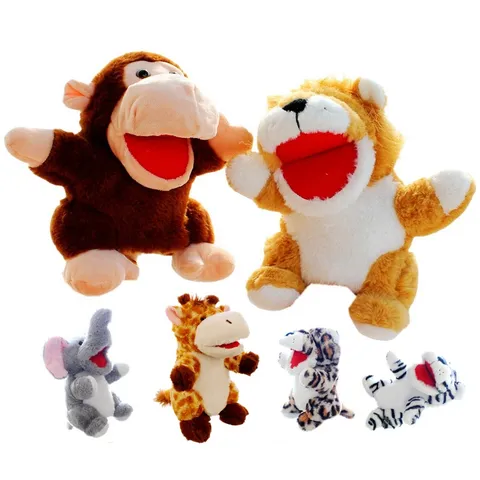 Burattino a Mano per Bambini Giocattolo di Peluche Animale Carino Bambola Ventriloquo Morbido Giocattolo Interattivo di Racconto Regalo di Prestazione dell'Asilo