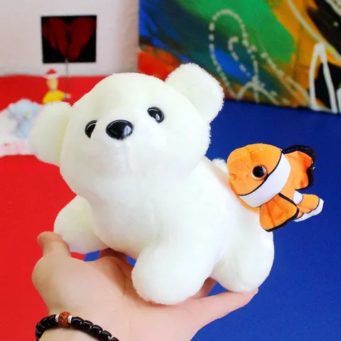 Simpatico Peluche di Orso Polare Bianco Bambola di Peluche Con Amici della Vita Marina Giocattolo Morbido Decorazione per la Cameretta
