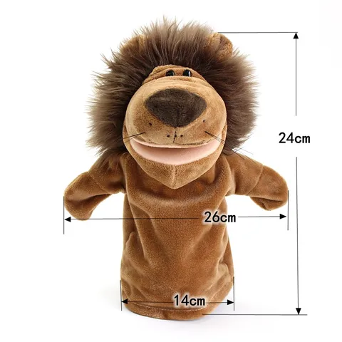 Marionetta a Mano in Peluche di Leone Marrone Animale dei Cartoni Animati Giocattolo di Peluche Bocca Mobile Giocattolo Educativo