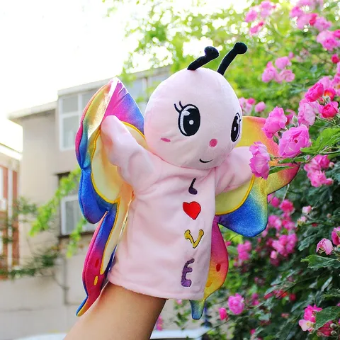 Burattino a Mano Farfalla Colorato Peluche Carino Animale di Peluche Giocattolo Morbido Interattivo Regalo Per Bambini