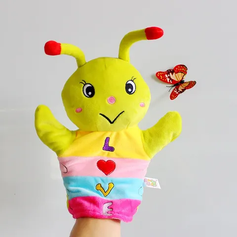 Cartoon Animal Hand Puppet Plush Toy Soft Caterpillar Butterfly Snail Bee Doll For Kids Early Education Performance