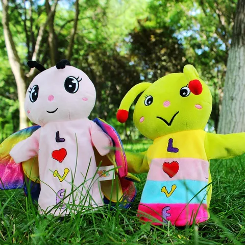 Cute Cartoon Insect Plush Hand Puppet Toy Snail Caterpillar Butterfly Bee Interactive Early Education Doll Gift