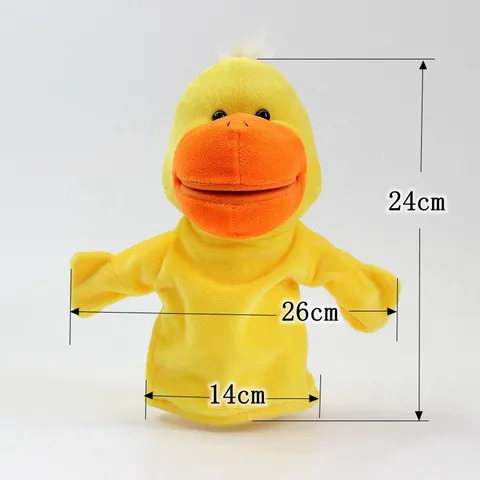 Carino Cartone Animato Anatra Peluche Burattino a Mano Giocattolo Bocca Mobile Animale Peluche Bambola Interattivo Genitore Figlio Regalo