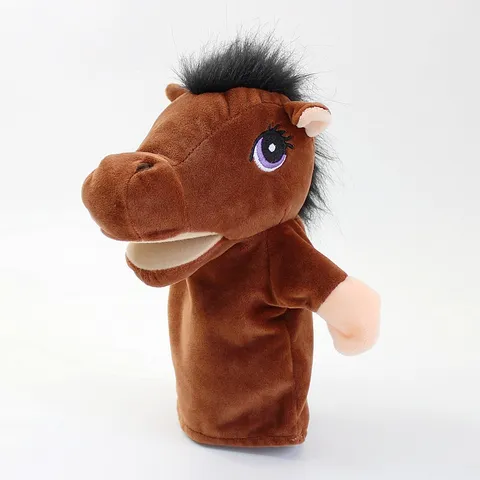 Burattino a Mano in Peluche di Cavallo Giocattolo con Bocca Mobile per Bambini