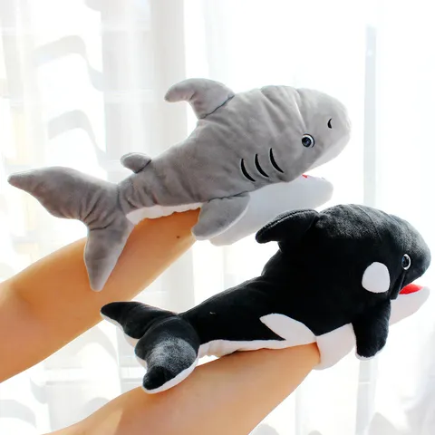 Ocean Animal Plush Hand Puppet Soft Stuffed Toy Shark Whale Turtle Toy For Kids Kindergarten Story