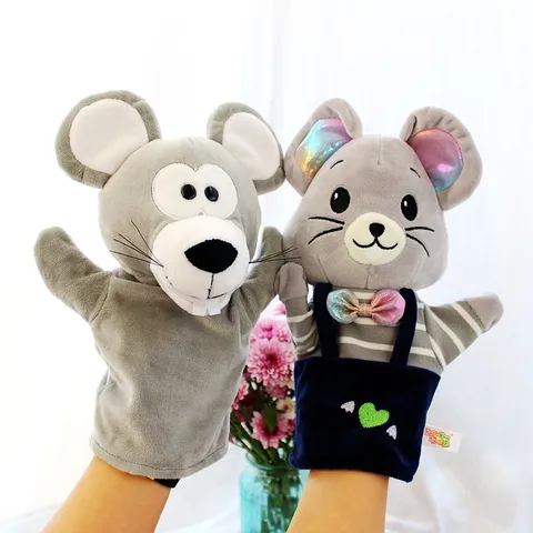 Giocattolo Marionetta a Mano in Peluche Animale Carino Topo E Gatto Bambola di Peluche Morbida Interattiva Giocattolo Educativo Per Bambini