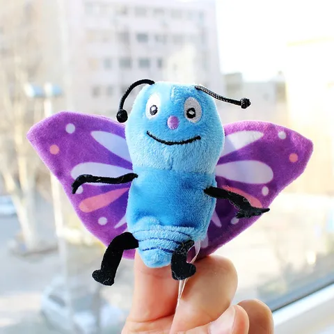 Cute Cartoon Insect Series Plush Finger Puppet Toys Butterfly Bee Caterpillar Interactive Early Education Kids Finger Dolls