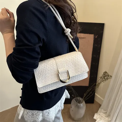 Dames Mode PU Lederen Schoudertas Eenvoudige Casual Crossbody Kleine Vierkante Tas Steenpatroon Dagelijkse Okseltas