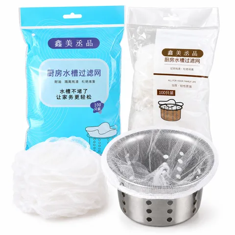 Disposable Kitchen Sink Strainer Mesh Bag Garbage Filter Net Residue Collector Kitchen Sewer Drain Sink Filter Net Drain Stopper