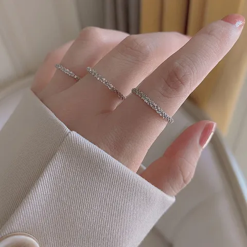 Minimalistisch 925 Sterlingsilber Glitzernd Weicher Ring Für Damen Trendig Mode Geometrisch Stapeln Finger Schmuck Geschenk