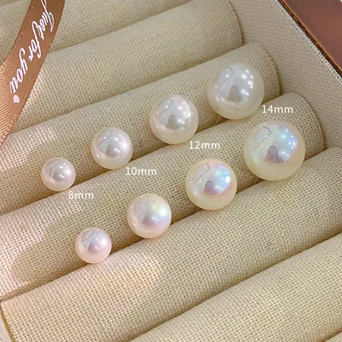 Minimalistische 925 Sterlingsilber Perlen Ohrstecker Vintage Bunte Glanz Runde Künstliche Perle Schmuck Geschenk Für Damen