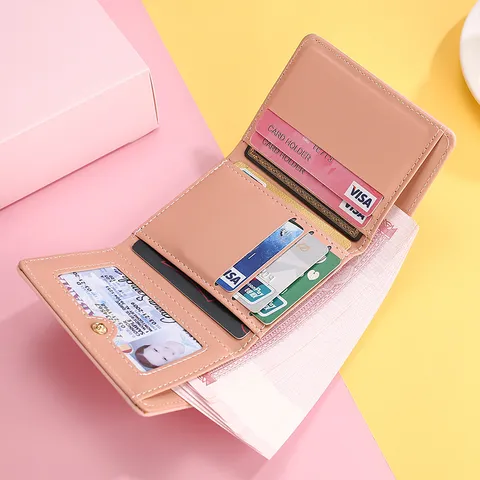 Women's Short Trifold Wallet PU Leather Floral Butterfly Print Small Coin Purse Sweet Daily Credit Card Holder Clutch