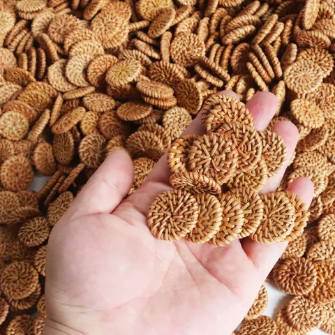 Natuurlijke Rattan Geweven Ronde Knoop Oorring Accessoires DIY Ambacht Handgemaakte Sieraden Bevindingen