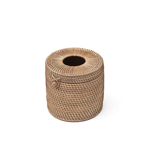 Handmade Rattan Tissue Box Pastoral Style Woven Paper Holder Storage Container For Living Room Home Desktop Organization