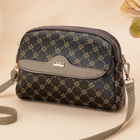 Women Fashion Crossbody Bag PU Leather Old Flower Pattern Large Capacity Retro Small Square Messenger Bag Elegant Travel Lady Handbag