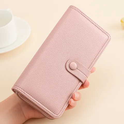 Women's Long Wallet Fashion PU Leather Zipper Buckle Purse Multi Card Slot Bag High-End Feel Coin Purse For Daily Use