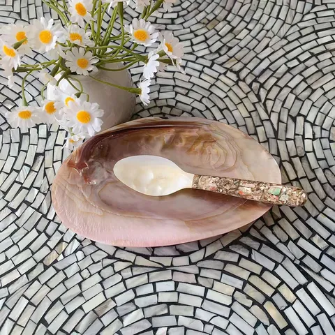 Natural Shell Creative Tableware Spoon Delicate Dessert Afternoon Tea Spoon Carved Home Kitchen Tableware Decor