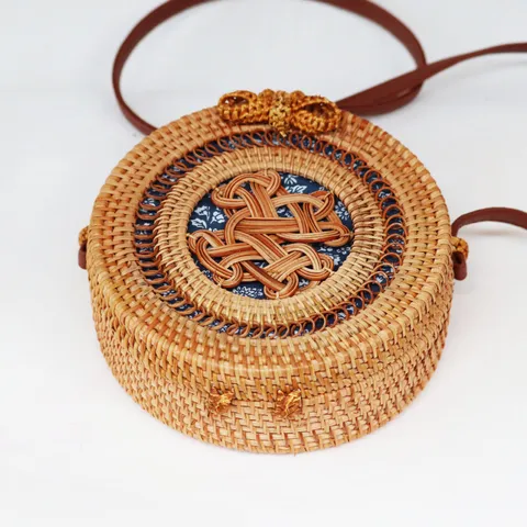 Womens Straw Crossbody Bag Rattan Woven Handbag Vintage Casual Summer Beach Shoulder Bag Daily Vacation Ladies Purses