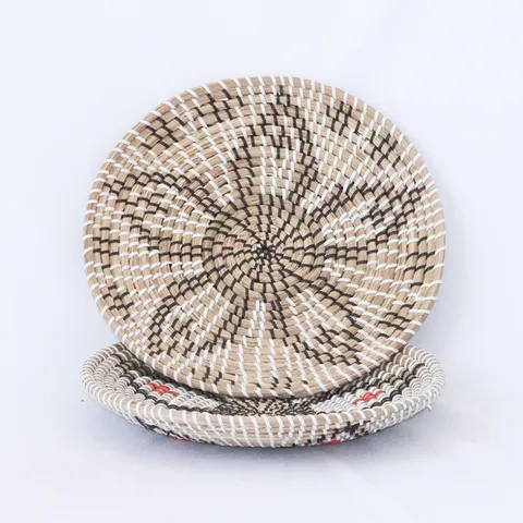 Seagrass Woven Decorative Wall Hanging Tray Natural Woven Art Plate For Living Room Entryway Home Decor