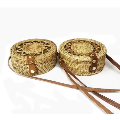Dames Casual Rattan Stro Schoudertas Handgemaakte Geweven Strand Schoudertas Zomer Vakantie Reizen Handtas