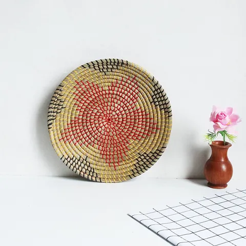 Handwoven Straw Decorative Plate Seagrass Wall Hanging Plate Modern Minimalist Home Living Room Wall Decor Craft