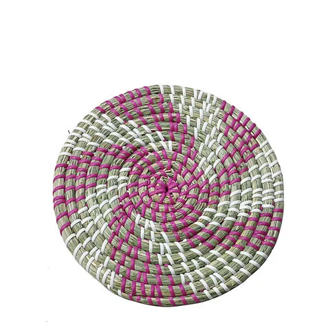 Japanese Style Woven Seagrass Pot Mat Round Heat Insulation Pad Table Placemat For Kitchen Bowl And Dish