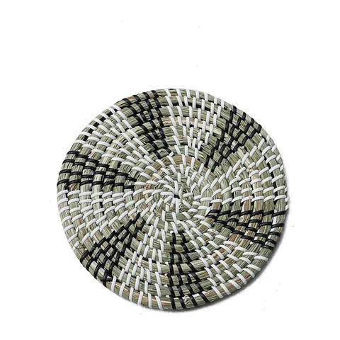 Japanese Style Woven Seagrass Pot Mat Round Heat Insulation Pad Table Placemat For Kitchen Bowl And Dish