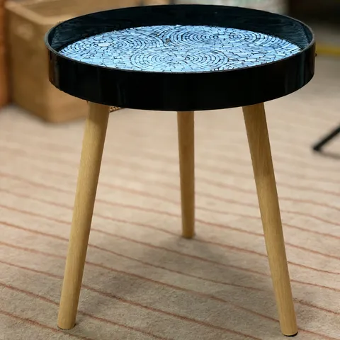 European Light Luxury Seashell Small Coffee Table Handmade Mother Of Pearl Mosaic Round Table Balcony Leisure Table
