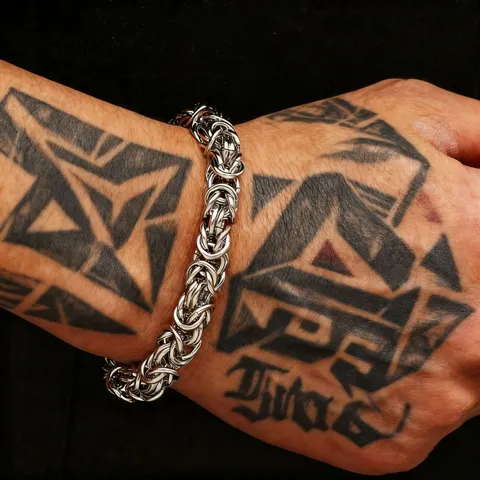Men Stainless Steel Byzantine Woven Bracelet Retro Multi Layer Round Link Punk Hip Hop Fashion Biker Jewelry Unisex Gift