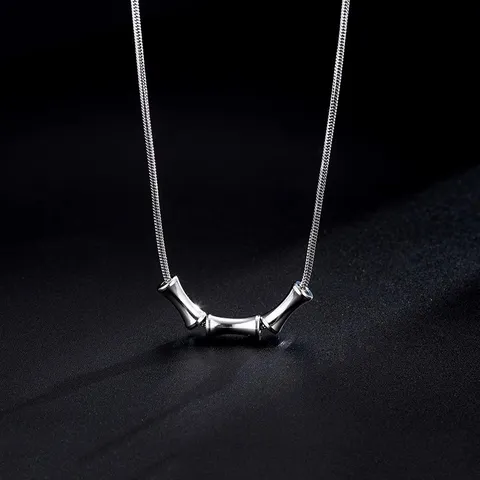 Minimalist Titanium Steel Bamboo Joint Necklace For Men Punk Polished Snake Chain Pendant Clavicle Chain Choker Everyday Casual Necklaces Gift