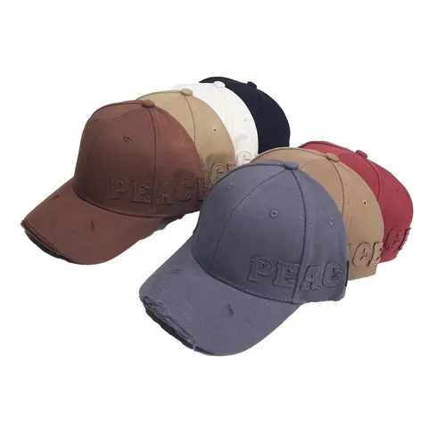 Distressed Rip Honkbalpet Voor Dames Heren Vintage Gewassen Letter Borduurwerk Brede Rand Zonnebescherming Verstelbare Dad Hat