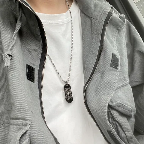 Hip Hop Titanium Steel Skateboard Pendant Necklace For Men Women Engraved Lord Prayer Cross Pendant Punk Jewelry Gift