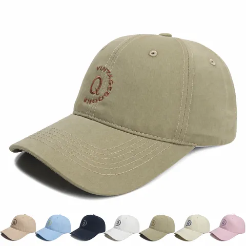 Vintage Letter Q Geborduurde Honkbalpet Katoenmix Casual Verstelbare Dad Hat
