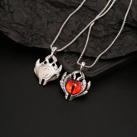 Vintage Titanium Steel Evil Eye Pendant Necklace Luminous Glow In The Dark Punk Hip Hop Bead Chain Sweater Necklace For Men Women Streetwear Jewelry