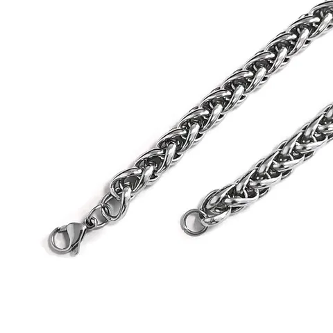 Stainless Steel Keel Chain Necklace For Men Hip Hop Braided Chain Link Bracelet Personalized Polished Basket Choker Jewelry Gift