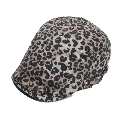 Dames Retro Luipaardprint Baret Hoed Amerikaanse Vintage Newsboy Platte Pet Lente Zomer Mode Streetwear Hoofddeksel