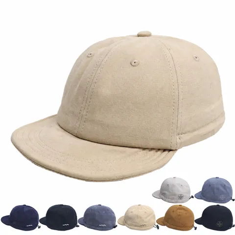Japans Vintage Korte Rand Honkbalpet Unisex Zachte Kroon Zonwering Casual Streetwear Polyester Hoed Voor Dagelijks Gebruik