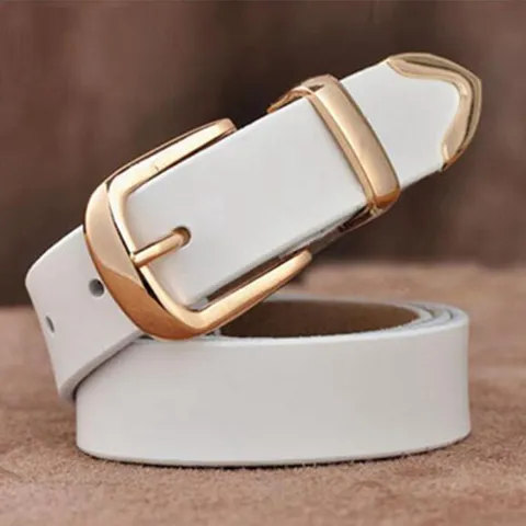 Women's Casual Cowhide Leather Belt British Retro Style Metal Pin Buckle Jeans Belt Fashion Waist Accessories
