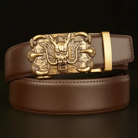 Men's Top Layer Cowhide Leather Belt Automatic Buckle Domineering Dragon Claw Vintage Casual Pants Belt For Men