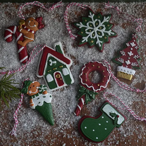 Gingerbread Man Resin Pendant Christmas Tree Ornaments Wreath Garland Decoration Accessories For Home Party Seasonal Decor