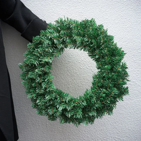 Guirnalda de Navidad Verde Decoración de Puerta Delantera Aguja de Pino Artificial de Plástico Para Adorno de Fiesta