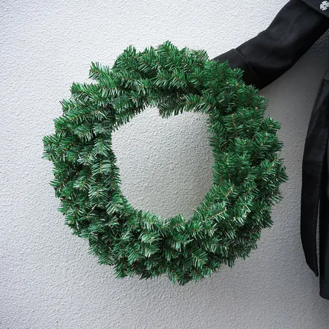 Guirnalda de Navidad Verde Decoración de Puerta Delantera Aguja de Pino Artificial de Plástico Para Adorno de Fiesta