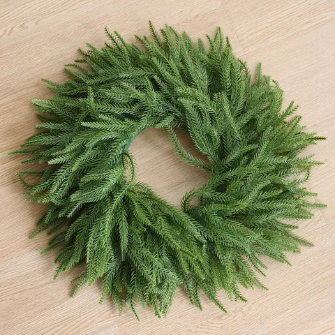 Norfolk Pine Christmas Wreath Artificial PE Plastic Soft Touch Pine Needle Garland For Front Door Holiday Home Wall Decor Christmas Supplies