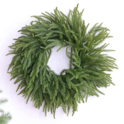 Norfolk Pine Christmas Wreath Artificial PE Plastic Soft Touch Pine Needle Garland For Front Door Holiday Home Wall Decor Christmas Supplies