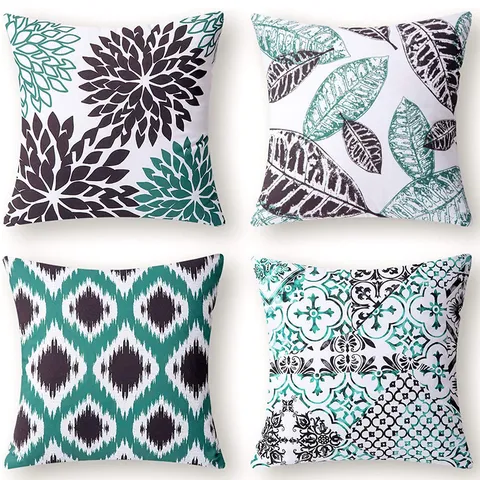 Modern Geometric Abstract Floral Linen Pillow Cover Decorative Square Sofa Cushion Cover For Living Room Home