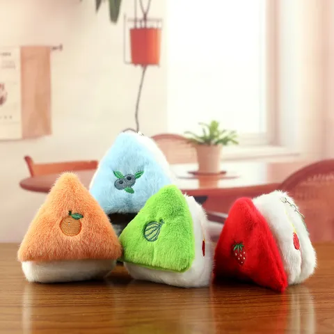 Cute Dessert Bread Plush Keychain Fruit Cake Doll Bag Charm Soft Stuffed Toy Strawberry Orange Blueberry Ornament for Girls