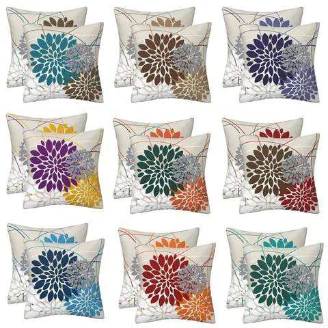 Linen Geometric Floral Throw Pillow Cover Modern Abstract Plant Print Cushion Case For Sofa Living Room Home Decor