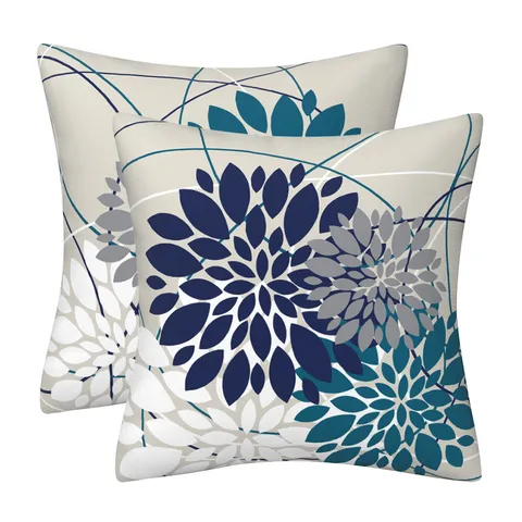 Linen Geometric Floral Throw Pillow Cover Modern Abstract Plant Print Cushion Case For Sofa Living Room Home Decor