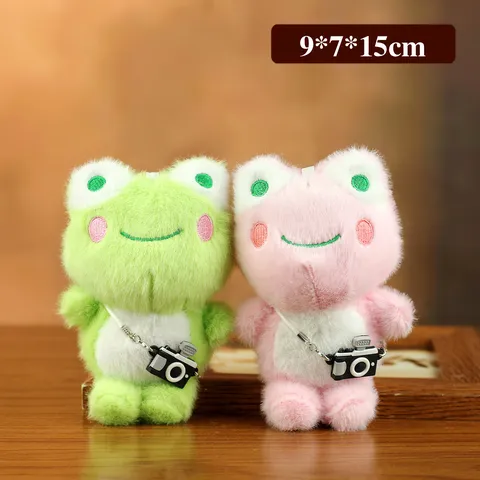 Lindo Llavero de Peluche de Rana de Dibujos Animados Muñeca de Animal Relleno Suave Con Mini Cámara Para Colgante de Mochila Regalo