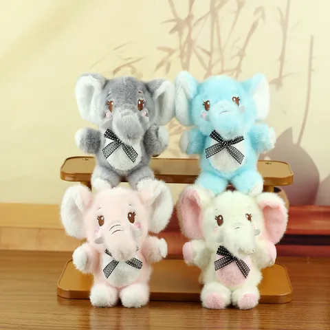 Cute Long Nose Elephant Plush Toy Pendant Animated Cartoon Animal Stuffed Doll Bag Ornament Keychain For Backpack Decoration